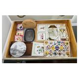 Drawer full of Trays, Plaques, etc