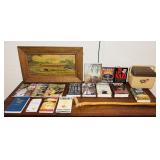 Books, Wooden Cane, Cooler, Magazines, Old Framed