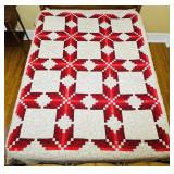 Very Nice Quilt, Reds/White, 5ft wide x 7ft long