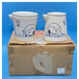 Snoopy and Woodstock  Ceramic Creamers With Lids