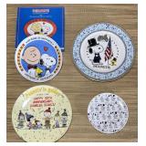 4 Peanuts Plates, (2) 40 Year, 50 Year, 65 Year