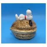 Snoopy Ceramic Walnut Trinket Box