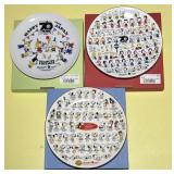 3 Snoopy Town Anniversary Plates, 2 are 70 years,