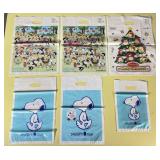 6 Snoopy Town Plastic Shopping Bags, all look new