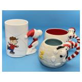 Peanuts Mugs, 50yr, 2 Snoopy, Hallmark