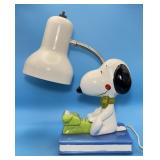 Vtg Snoopy Ceramic Desk Lamp, Metal Lamp Shade,