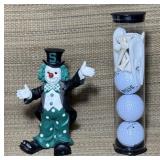 MSU Clown Figure and 3 Golf Balls
