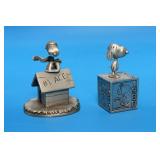 2 Hallmark Pewter Snoopy Figurines
