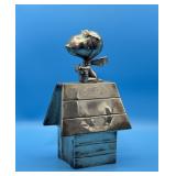 Snoopy Flying Ace On Dog House Bank, Silver Plate