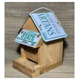 MSU Cedar Bird House with Real Metal License