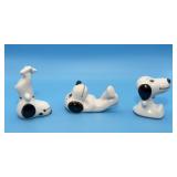 3 Snoopy Porcelain Tumbling Figures