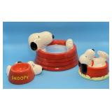 3 Snoopy and His Bowl Figures