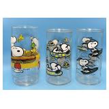 3 Vtg Snoopy Glasses, all nice condition