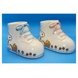 2 Snoopy and Woodstock Baby Shoe Planters