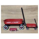 3 Red Flyer Miniature Metal Wagons, all in great