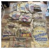 Huge Lot of Burlap Potato Bags, 1 Peanuts Bag,