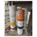 5 piles of empty clean 5 Gallon Buckets