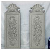 2 Resin Wall Deco Hangings, 7.5" w x 22" high