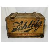 Old Schlitz Wood Box, Food Hardware, Solid Bottom Old Schlitz Wood Box, Food Hardware, Solid Bottom