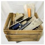 Wood Crate full of Masonry Tools Wood Crate full of Masonry Tools