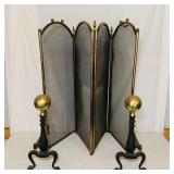 Fireplace Screen w/ cast iron stands, claw feet Fireplace Screen w/ cast iron stands, claw feet