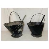 2 Galvanized Ash Buckets w/scoops 2 Galvanized Ash Buckets w/scoops