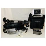 Polaroid Camera, Audiovix Portable VCR w/cord,