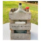 Glass Jug in Wood Crate, 5 Gallon