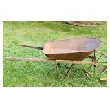Antique Wheel Barrow, Steel Wheel Antique Wheel Barrow, Steel Wheel
