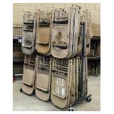 84 Metal Folding Chairs on Rolling Rack