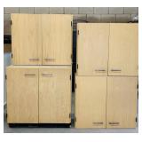 (4) Piece Wood Cabinets, 1 Base, 3 Hanging, Base