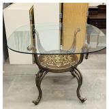 Glass Top Table w/ Metal Base, 42" x42" x 31" h,