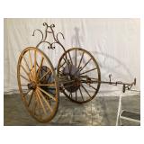 Natural Wood Wheel Hose Cart