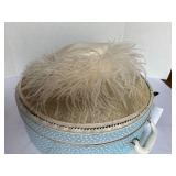 White straw hat with feathers, Kim Steeves