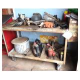 Work Cart and Contents Incl. (2) Floor Jacks
