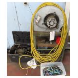 Fan, Chainsaw (not running), Bungees,