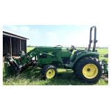 John Deere 4044M Tractor with Grapple, 799 Hours