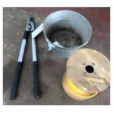 Rope, Galvanized Tub, Loppers.
