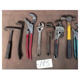 Ball Pein Hammer, Channellocks, Pry Bar