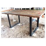 Rustic Primitive Wood Table with Steel Legs, FINE!