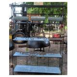 Metal and Galvanized Shelf with Contents: Easels,