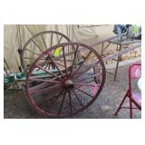 40"h Wheels Pull Cart, Wooden and (2) Anchors