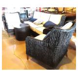 Sunbrella Sofa, 2 Arm Chairs and Glass Top Table,