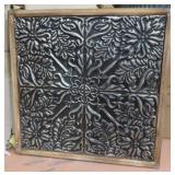Pressed Tin and Wood Wall Hanging. 39"x39"