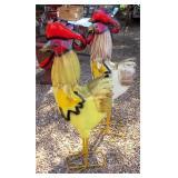 TWO (2) metal Rooster Yard Art, 43"H