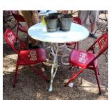 Coca Cola Table 34"w and 3 Chairs with 3 pails