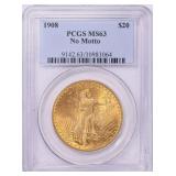 1908 Saint-Gaudens Double Eagle No Motto PCGS MS63
