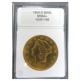 1903-S $20 Gold Double Eagle, CCGS MS64+