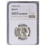1940-S Washington Quarter NGC MS-67+ $1850 NGC