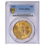 1922 Saint-Gaudens Gold Double Eagle PCGS MS-64